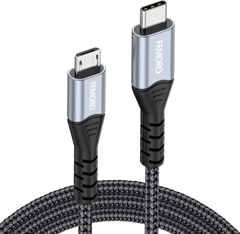 FEMORO USB C to Micro USB Cable 6ft, Adapter for OTG Data Transfer & Charging, USB-C Type C to Micro USB