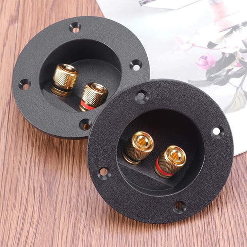 1 Pair 3-Inch Double Binding Round Gold Plate Push Spring Loaded Jacks for Speaker Box Terminal Cup
