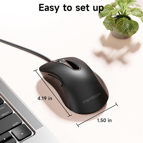 memzuoix Wired Mouse, USB Computer Mouse 1200 DPI, Ergonomic Design with 5FT Cord for Laptop, PC, Desktop