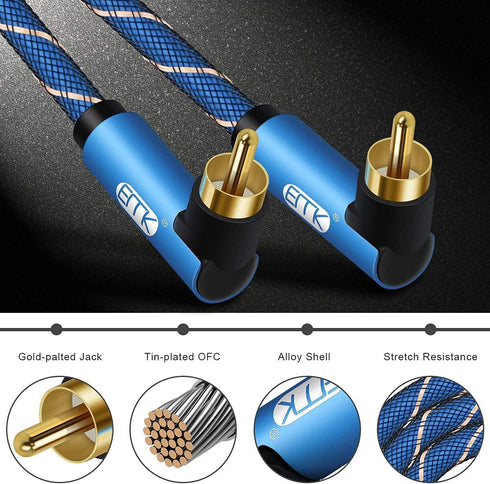 EMK 10Feet RCA Cable Male to Male Digital Coaxial Audio Cable for Subwoofer, TV, Sound Bars