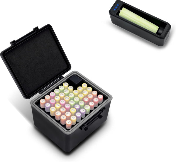 JJC AAA Battery Hard Case with Detachable Tester, 44 Slots Water-Resistant Storage Organizer for Household Batteries