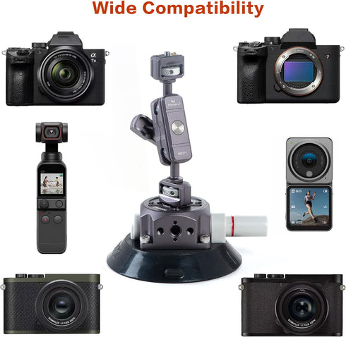 IMT 4.5" Camera Suction Cup Mount for Car, Quick Release Vacuum Suction Mount with 360° Ball Head