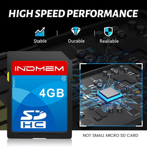 INDMEM SD Card 4GB, 8 Packs Class 4 Flash Memory Card, MLC Standard Secure Digital Cards for Camera