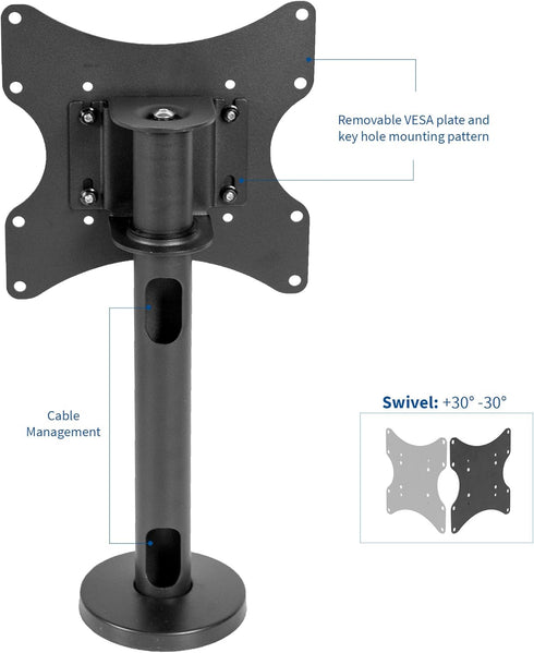VIVO Swivel Bolt-Down TV Stand for 23 to 43 inch Screens, Sturdy Tabletop VESA Mount Display