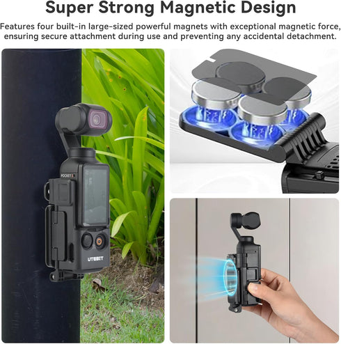 UTEBIT 3, Pocket3 180 Magnetic Mount Stand Compatible with DJI Osmo Pocket Upgraded Accessories Expansion Adapter