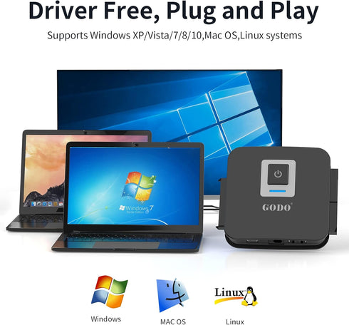 GODO SATA/IDE to USB 3.0 Adapter Kit - SATA Cable Converter for 2.5/3.5 inch IDE and SATA HDD/SSD, 5.25" CD/DVD