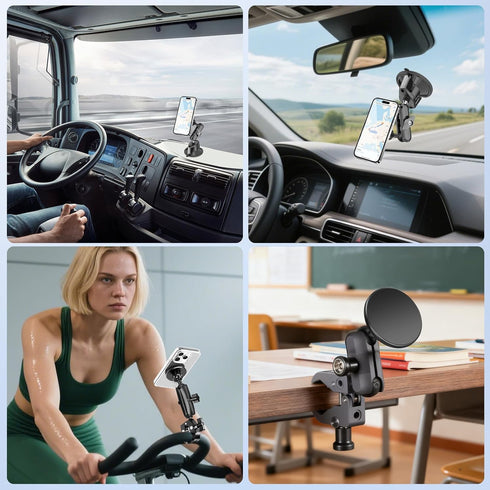 EEEKit 1" Aluminum Alloy Magnetic Phone Holder Compatible with Ram Mount, Ball Head Metal Mount Base for Double Socket