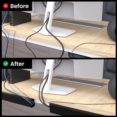 EVEO Cable Management 96'' J Channel, 6 Pack Cord Cover, Cable Management Under Desk with Adhesive Stripe