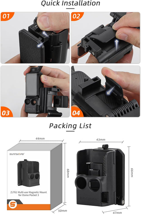 Multifunctional Magnetic Bracket Mount for DJI OSMO Pocket 3, Magnet Steering Holder Bracket