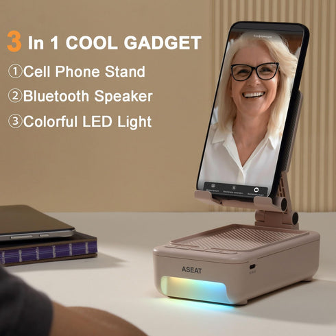 Gifts for Men Him, Cell Phone Stand with Bluetooth Speaker&Led Color Changing Light, Unique Gifts for Women Dad Her Husband, Birthday Gifts for Men
