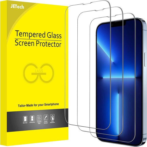 JETech 3-Pack Full Coverage Screen Protector for iPhone 13 Pro Max 6.7", HD Clear, 9H Tempered Glass, Case-Friendly.