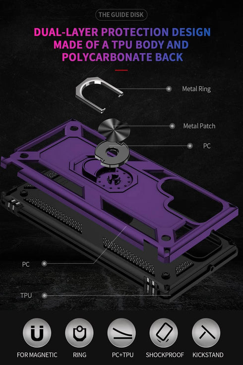 ADDIT Phone Case for Samsung Galaxy S22 Ultra, Military Grade Heavy Duty Case with Stand Ring, Magnet Car Mount Support