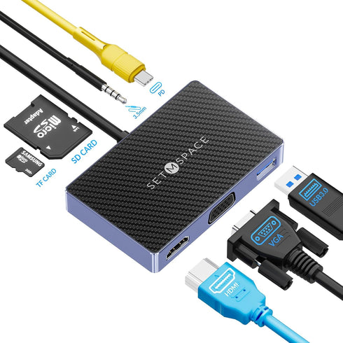SETMSPACE USB C Docking Station, Laptop Docking Station 5Gbps Transfer, USB C Hub