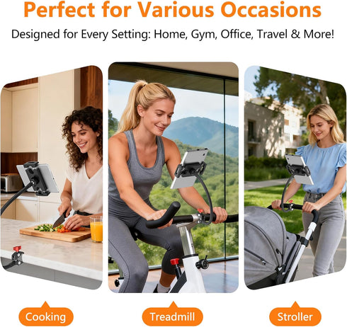 LRDXY 19.69in 4-13" Gooseneck Tablet Holder, Metal Crab Clamp iPad Mount for Stroller/Treadmill/Golf Cart/Boat/Mic