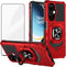 Ailiber OnePlus Nord N30 Case - Military Grade Shockproof Cover with Tempered Glass, Ring Kickstand, Red.