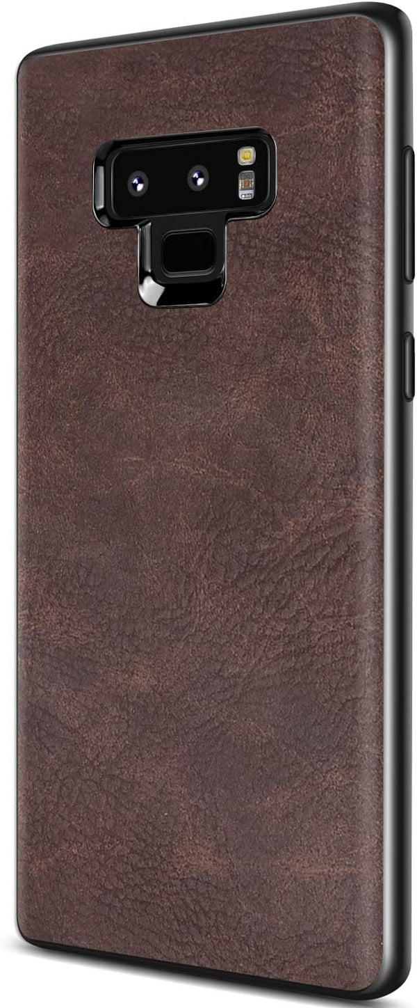 SALAWAT Slim PU Leather Case for Galaxy Note 9, Vintage Shockproof Phone Cover, Dark Brown