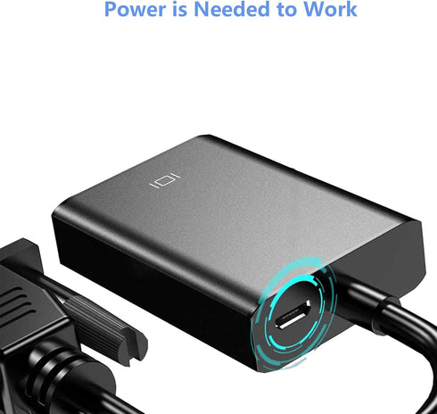 VGA to HDMI Adapter, 1080P VGA Male to HDMI Female Converter for Laptop, PC to HDMI Monitor or Projector