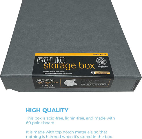 Lineco Archival Folio Storage Boxboard, Acid-Free with Metal Edges for Organizing Photos and Crafts
