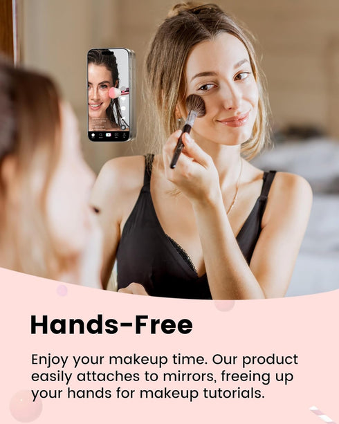 amBand Magnetic Suction Mirror Window Phone Holder, Sticky Grip Double Sided Mount for iPhone, Gym Bathroom Kitchen