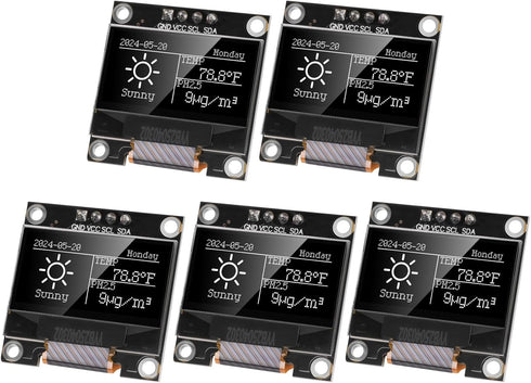 YELUFT 5pcs Pre-Soldered 0.96 Inch I2C IIC OLED Display Module 12864 128x64 Pixel