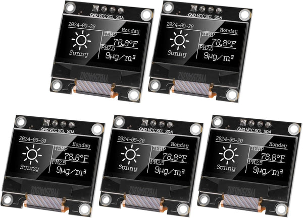YELUFT 5pcs Pre-Soldered 0.96 Inch I2C IIC OLED Display Module 12864 128x64 Pixel