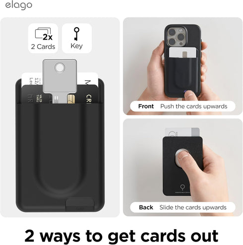 elago Key Magnetic Wallet Card Holder for iPhone 15/14/13/12 Series, 2-Cards Compatible with MagSafe, Scratch