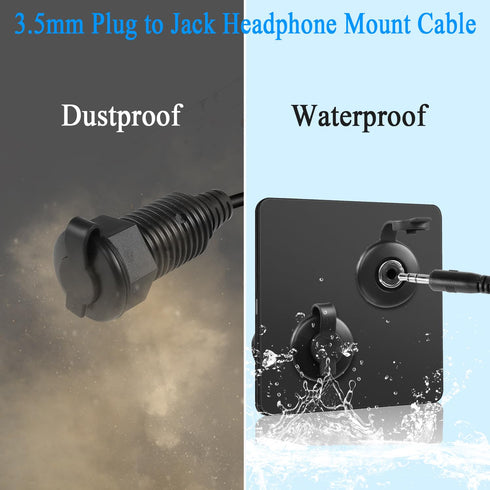 QIANRENON 3.5mm TRS Threaded Fixed Waterproof Cable - 1/8 Male to Female Embedded Mount Stereo Adapter for Extension