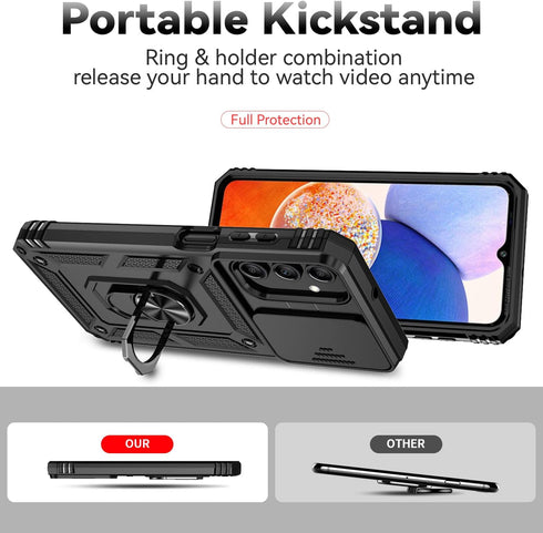 Shop Samsung Galaxy A15 5G Case - Military Grade, 16ft Drop Tested, with Screen Protectors & Magnetic Kickstand, Black.