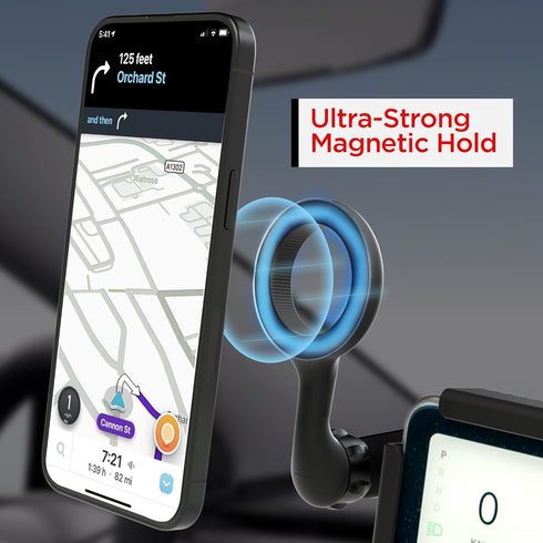 Compatible MagSafe Car Mount Charger, Foldable Dashboard Magnetic Wireless Charger for Tesla Model 3/Y