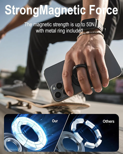 Soulkawa 2 17/16/15/14 Magnetic Phone Grip, Innovative Way Stand Metal Cell Phone Ring Holder Shakeproof Ultra Stable