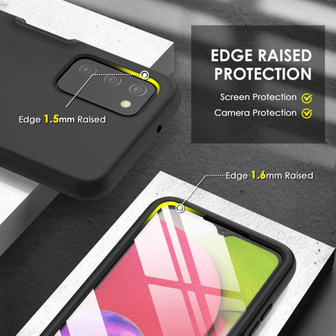 Samsung Galaxy A03s Phone Case, Shockproof Silicone Slim Cover, Durable TPU Dual Layer Drop-Proof Cover Black