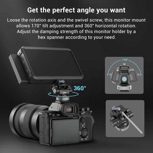 SmallRig Quick Release Camera Monitor Mount with Cold Shoe, Supports 360° Swivel and 170° Tilt for 5" & 7" Monitors