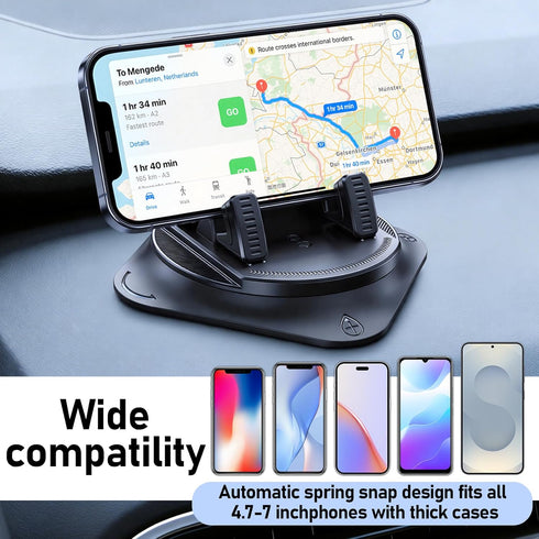 Masansan 360 Rotate Phone Mount Car Phone Holder with Spring Clip No-Slip Dashboard Phone Stand Case-Friendly Mount