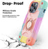 iPhone 15 Pro Max Case 6.7", Heavy-Duty Shockproof Military-Grade Rugged Cover with Ring Stand and Protectors - Rainbow