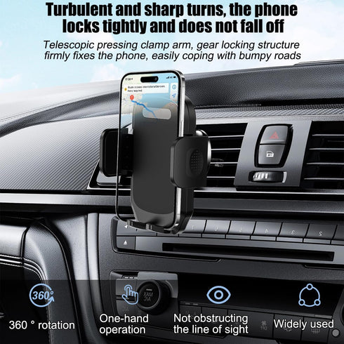 TNAIYH Car Phone Holder, Shockproof Vehicles Vent Phone Mount with Metal Hook Clip, Handsfree Automotive Interior