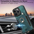 JanCalm iPhone 13 Pro Leather Flip Case, Card Holder, RFID-Blocking, Magnetic, Ring Holder in Green