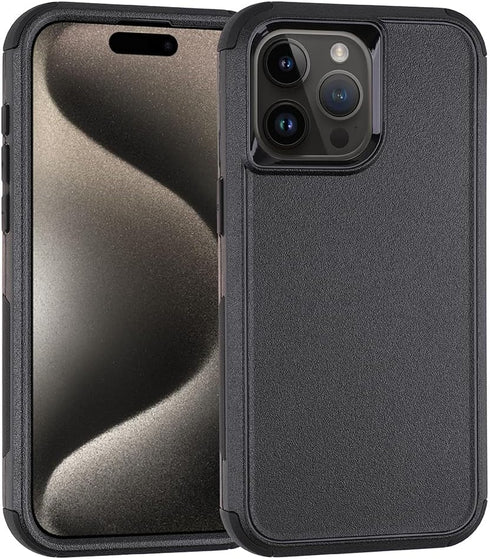 Co-Goldguard iPhone 15 Pro Case, Shockproof, Drop-proof, Heavy Duty Protection, 3 in 1 Cover, Black