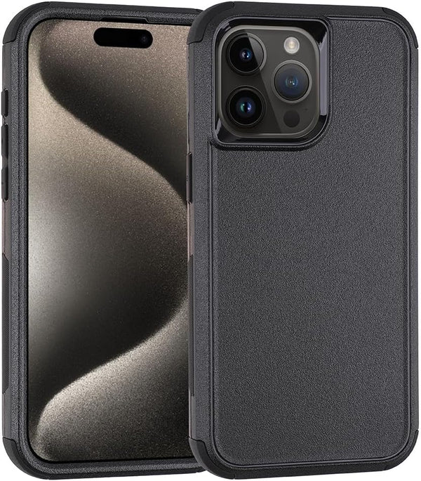 Co-Goldguard iPhone 15 Pro Case, Shockproof, Drop-proof, Heavy Duty Protection, 3 in 1 Cover, Black