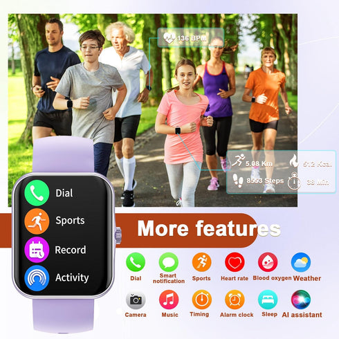 PTHTECHUS Smart Watch for Kids, 1.83" Fitness Tracker with Heart Rate/Sleep Monitor, 37 Sports Modes, Phone Calls,