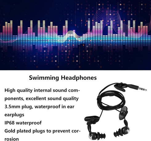 Sports Earbud Earphone - 3.5mm Sweatproof Wrap Around Headphones with Replaceable Earplugs for Diving, Running, Black