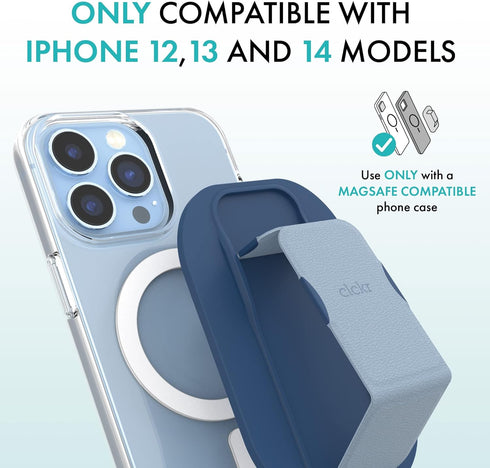 CLCKR Phone Holder & Grip for MagSafe, Adjustable Magnetic Stand & Finger Holder for iPhone 15, 14, 13, 12 Models – Blue