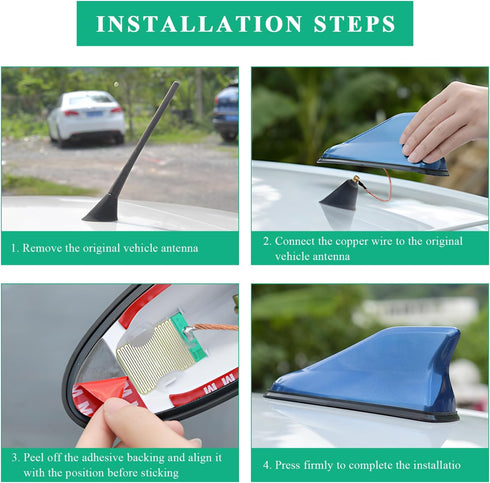 Sbulhia Shark Fin Antenna Cover for Car, Auto AM/FM Radio Signal Base Top Roof Aerial Cover with Adhesive Tape