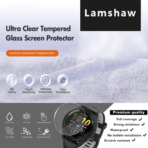 Compatible 9H Tempered Glass Screen Protector for VIRAN W101 Smart Watch, Lamshaw, 1.43 inches, 3 Pack