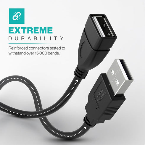 Long USB Extension Cable 10FT, USB Male to Female Data Transfer Adapter and Charging M/F for Laptop, Playstation, Xbox,