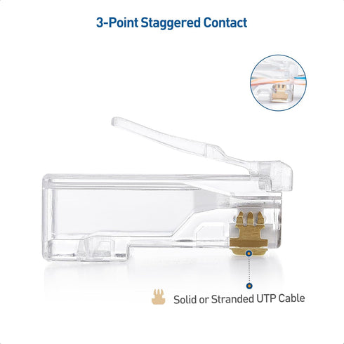 Cable Matters 50-Pack Cat 6 Pass Through RJ45 Connectors for Solid or Stranded UTP Ethernet Cable
