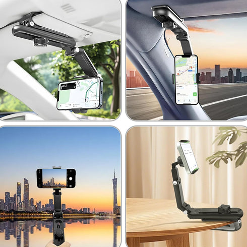 LTDCVTR 360 Sun Visor Car Phone Holder, Universal Rotating Sun Visor & Rearview Mirror Phone Holder Mount - Retractable