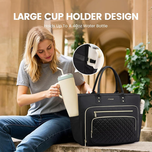 LOVEVOOK Teacher Tote Bag for Women Work, Laptop Bag Work Tote Bag Nurse Bags With Large Cup Holder, Professional