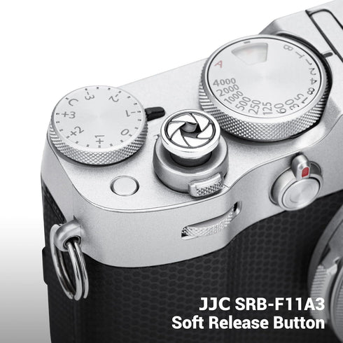 JJC Camera Soft Release Button for Fuji Fujifilm X-T5 X-T4 X-T30 II X-PRO3, Silver Aperture Pattern