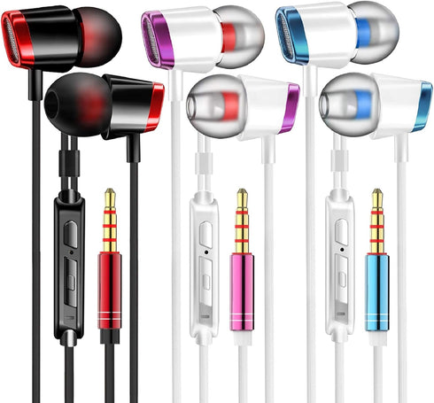 YNR 3 Pairs Wired Earbuds with Microphone & Volume Control, in-Ear Earphones, Noise Isolating High Definition, for