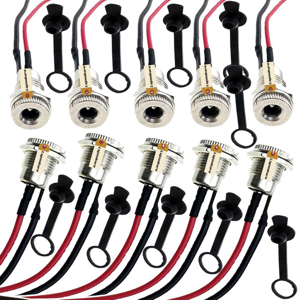 Lsgoodcare 10Pack 5.5 x 2.5 MM 10A DC Power Jack Socket Adapter with 3.94 Inch 18Awg Cable